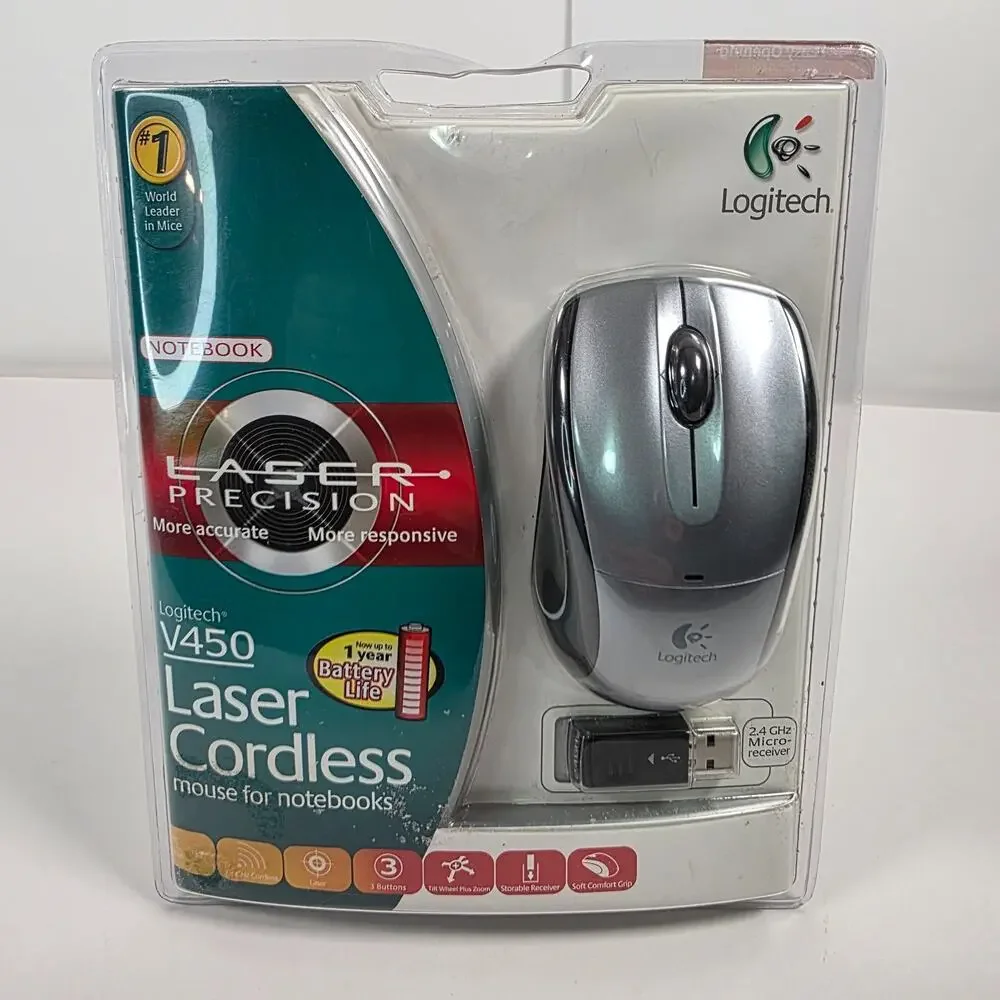Logitech V450 Laser Cordless Precision Mouse for Notebooks New Sealed
